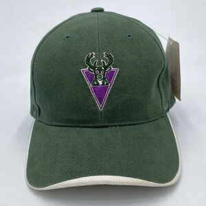 Vintage Milwaukee Bucks Sports Specialties Strap Back Hat Green Plain Logo (H21)